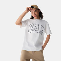 Gap男女装2025春季纯棉印花logo短袖T恤宽松休闲上衣725617 白色 XS (165/84A)亚洲尺码