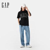 Gap男女装2025春季纯棉印花logo短袖T恤宽松休闲上衣725617 黑色 2XL (185/104A) 亚洲尺码