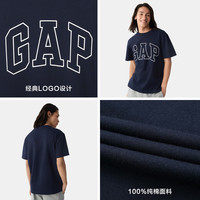 Gap男女装2025春季纯棉印花logo短袖T恤宽松休闲上衣725617 海军蓝 XL (180/100A) 亚洲尺码
