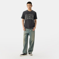 Gap男女装2025春季纯棉印花logo短袖T恤宽松休闲上衣725617 深灰色 2XL (185/104A) 亚洲尺码