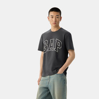 Gap男女装2025春季纯棉印花logo短袖T恤宽松休闲上衣725617 深灰色 S (165/88A) 亚洲尺码