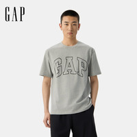 Gap男女装2025春季纯棉印花logo短袖T恤宽松休闲上衣725617 浅灰色 L (175/96A) 亚洲尺码