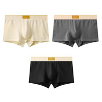 猫人男士内裤男款平角裤头2025青少年男生运动透气抗菌四角裤 米黄+深灰+黑色【优选新疆棉+透气抗菌】 3XL