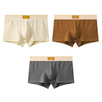 猫人男士内裤男款平角裤头2025青少年男生运动透气抗菌四角裤 米黄+棕色+深灰【优选新疆棉+透气抗菌】 3XL