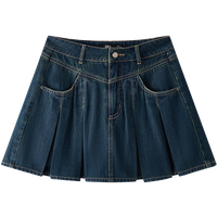 森马（Semir）牛仔半身裙女凉感百褶裙俏皮元气2025新款夏辣妹A字短裙chic 80317  160/66A