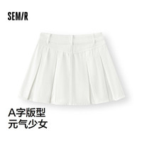 森马（Semir）牛仔半身裙女凉感百褶裙俏皮元气2025夏辣妹A字短裙chic 白色调00311 S 155/62A