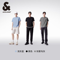 杰克琼斯男装短袖t恤男款打底衫夏季纯棉假两件短袖T恤装 165/88A/XS 浅灰蓝C42