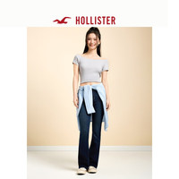HOLLISTER25春新辣妹欧若风修身一字肩露肩短袖T恤女装KI339-5063