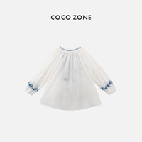 COCO ZONE刘一一阿米蓝复古绣花套头设计感纽扣衬衫 CC1B095【红人衣橱】 白色 42