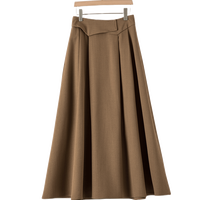 晚白2025春款时尚简约气质休闲半裙纯色淑女高腰大摆半身裙