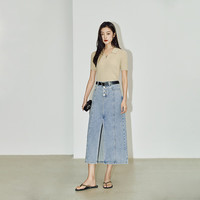 丽丽 LILY2024夏新款女装休闲复古通勤款气质百搭直筒高腰牛仔半身裙女 419