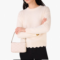 kate spade  YORK女包麻将包老花百搭便携腋下包 【卡其拼白】