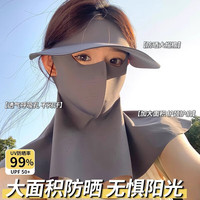 美丽公主空顶透气防晒帽女款夏季遮脸口罩面罩遮阳帽无痕一体显脸小 10#三件套(换洗装)-黑色