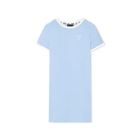 斯凯奇2025年春针织连衣裙女款常规版型舒适休闲撞色罗纹设计绣花