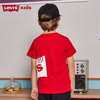 Levi's 李维斯童装男童纯棉舒适短袖T恤夏季儿童上衣大小童 中国红 120 /60 【身高110-116cm】 120(6)