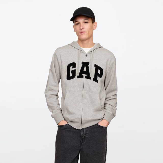 Gap 男女装2025春季字母logo拉链连帽卫衣多色外套美版868454