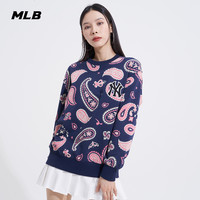 MLB 男女运动款圆领套头休闲百搭长袖卫衣腰果花MTI02 纽约洋基队/奶油色 XS