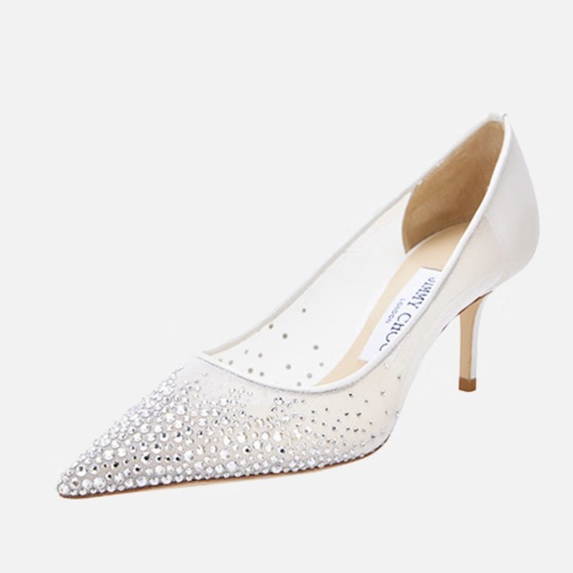 JIMMY CHOO 周仰杰 婚鞋 女士白色尖头高跟鞋 LOVE 65 NYT 010 WHITE/CRYSTAL 38
