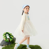 迷你巴拉 MINI BALA女童儿童卫衣拼接网纱甜美可爱连衣裙2025春季 奶白10504
