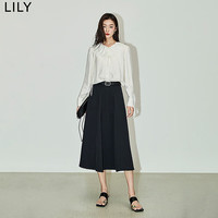 丽丽 LILY夏新款女装浪漫花边领气质通勤百搭宽松垂坠感长袖白衬衫