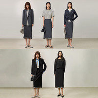 丽丽 LILY秋女装优雅重工亮片下摆直筒微A百搭半身裙 501灰色 M