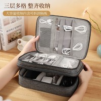 LIUIUSU 数码配件收纳包 灰色-三层（28*21*9cm）