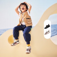 江博士夏季男童透气学步鞋 户外轻便舒适儿童凉鞋 黑色 22 脚长约13.0-13.6