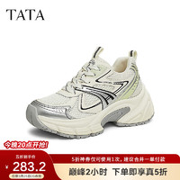 TATA 极光厚底老爹鞋女网面银色运动鞋休闲鞋秋新GGS01CM4 白/银（极光2.0） 40