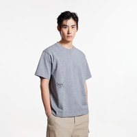 杰克·琼斯（JACK&JONES）25年男装纯棉短袖t恤男士春夏季宽松复古做旧字母刺绣重磅半袖 E05石象灰 M