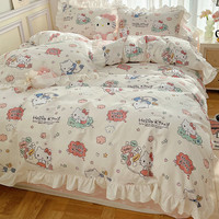 晓人物 HelloKitty纯棉ins韩版花边被套单件单人双人公主风儿童100全棉