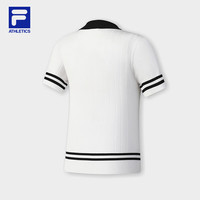 FILA 斐乐女子织衫2025夏季网球运动修身翻领短袖上衣 玉石白-WT S 160/80A/S
