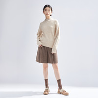 播春季宽松显瘦简约斜切下摆移针错层毛衫女BDP4SD1894 W50鸣珂灰色 XL