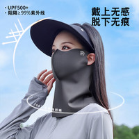 科安净护颈无痕半遮面玻尿酸冰丝面膜防晒口罩透气UPF500+防紫外线脸罩 深灰色【UPF500+半脸护颈防晒面
