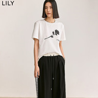 丽丽 LILYIY夏新款女装浪漫设计感亮片基础款百搭休闲宽松短袖T恤衫
