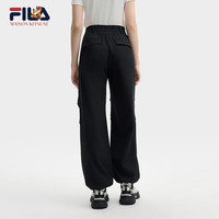 FILA 韩素希同款|斐乐女装小狐狸梭织长裤2025夏季时尚收口裤 传奇蓝-NV XL 175/74A/XL