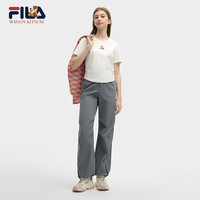 FILA 韩素希同款|斐乐女装小狐狸梭织长裤2025夏季时尚收口裤 绿木灰-DY M 165/66A/M