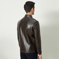 杉杉【头层绵羊皮】皮衣男秋冬商务休闲通勤百搭真皮翻领合身挺括外套 咖啡色 190/104A(56)