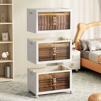 侑家良品免安装收纳柜可折叠儿童衣柜零食储物柜厨房客厅置物柜杂物收纳箱 【面宽65cm】双开门 3层柜