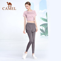 骆驼瑜伽服女套装夏季服运动服跑步服户外晨跑短袖两件套 XXL
