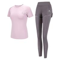 骆驼瑜伽服女套装夏季服运动服跑步服户外晨跑短袖两件套 M