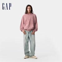 Gap男女装2025春季法式圈织印花logo连帽卫衣宽松上衣721195 粉色 M (170/92A)亚洲尺码