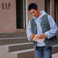 Gap男女装2025春季法式圈织印花logo连帽卫衣宽松上衣721195 浅蓝色 M (170/92A)亚洲尺码