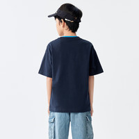 巴拉巴拉（BALABALA）童装儿童短袖T恤男童女童2025夏装吸湿速干亲子上衣 深蓝80821-208224117118 165
