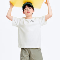 巴拉巴拉（BALABALA）童装儿童短袖T恤男童女童2025夏装吸湿速干亲子上衣 本白色10101-208224117118 160