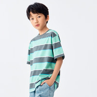 巴拉巴拉（BALABALA）童装儿童短袖T恤男童女童2025夏装吸湿速干亲子上衣 灰绿色调00424-208224117117 165