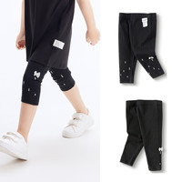 巴拉巴拉童装男童裤子宝宝儿童长裤2025夏装大童女小童防蚊休闲裤 黑色-蝴蝶结打底裤