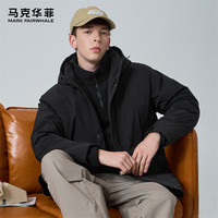 马克华菲羽绒服男秋冬季连帽防风男士夹克90鸭绒保暖外套男 黑色 58/3XL 
