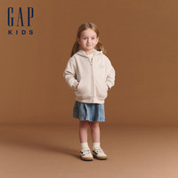 Gap女幼童秋冬logo抓绒3D耳朵连帽卫衣儿童装外套606611 米色 90 cm(1-2岁)亚洲尺码