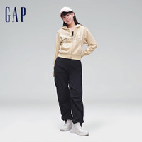 Gap女装春秋LOGO连帽法式圈织软卫衣外套402167 米黄色 160/80A(S)亚洲尺码
