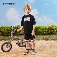 Converse 匡威童装男童凉感短袖T恤夏季儿童经典帆布鞋印花短T上衣 正黑色 140 /68 【身高128-140cm】